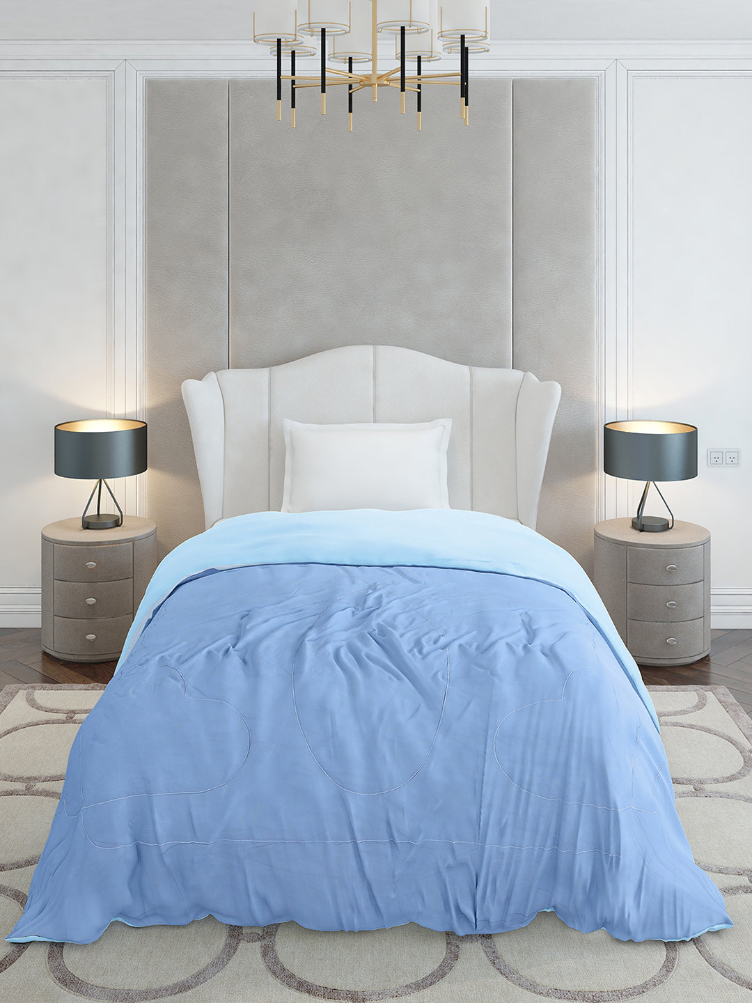 Solid Single Bed 110 GSM Comforter for AC Room - (Icefelgsb)
