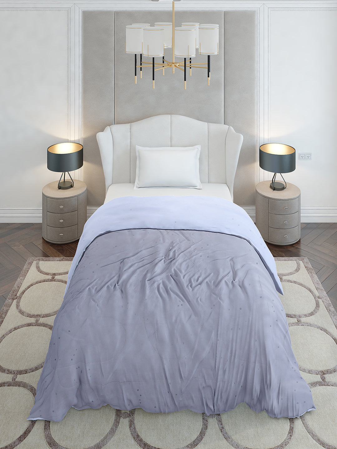 Solid Single Bed 110 GSM Comforter for AC Room - (Icefelgsb)