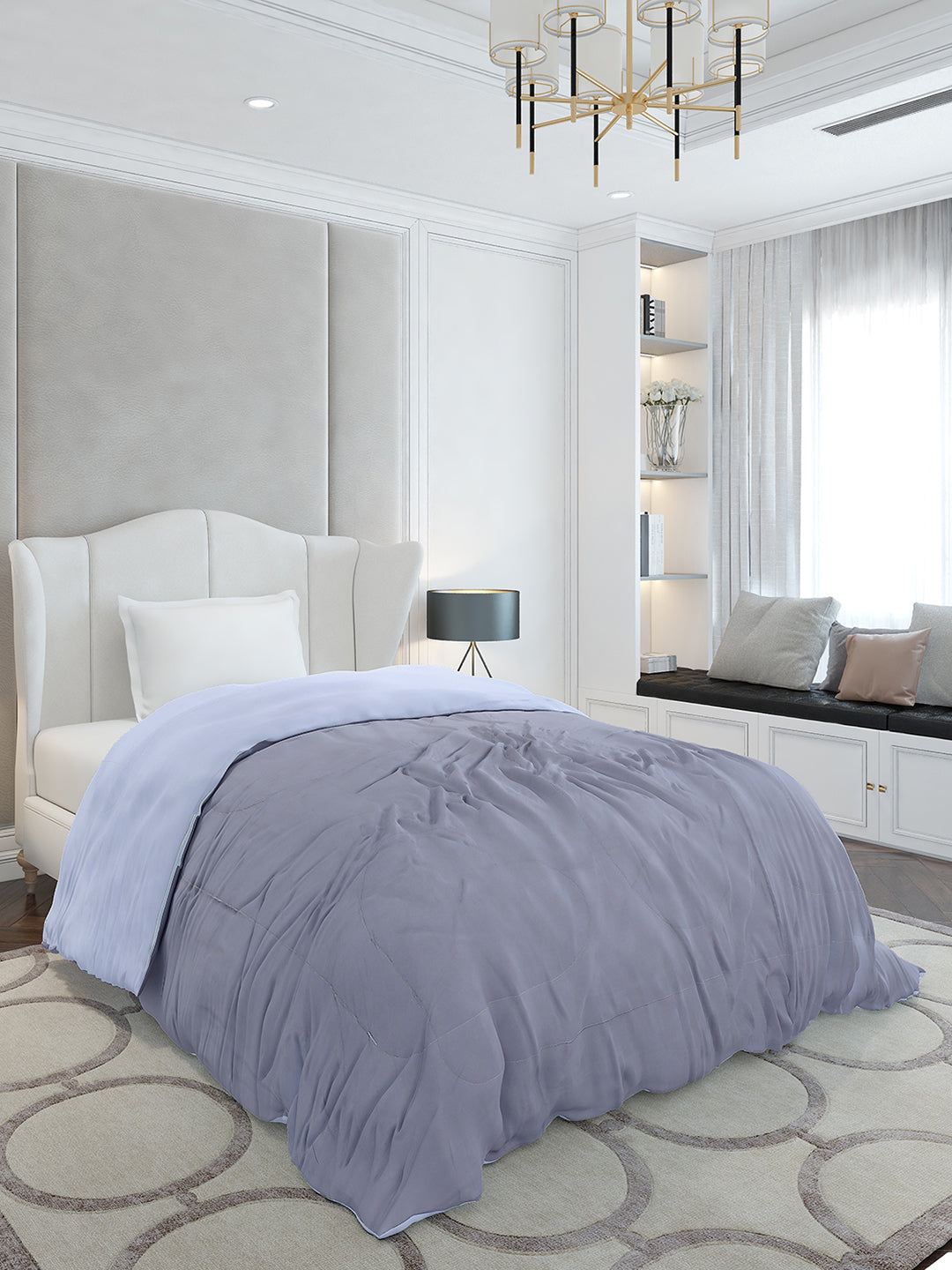 Solid Single Bed 110 GSM Comforter for AC Room - (Icefelgsb)
