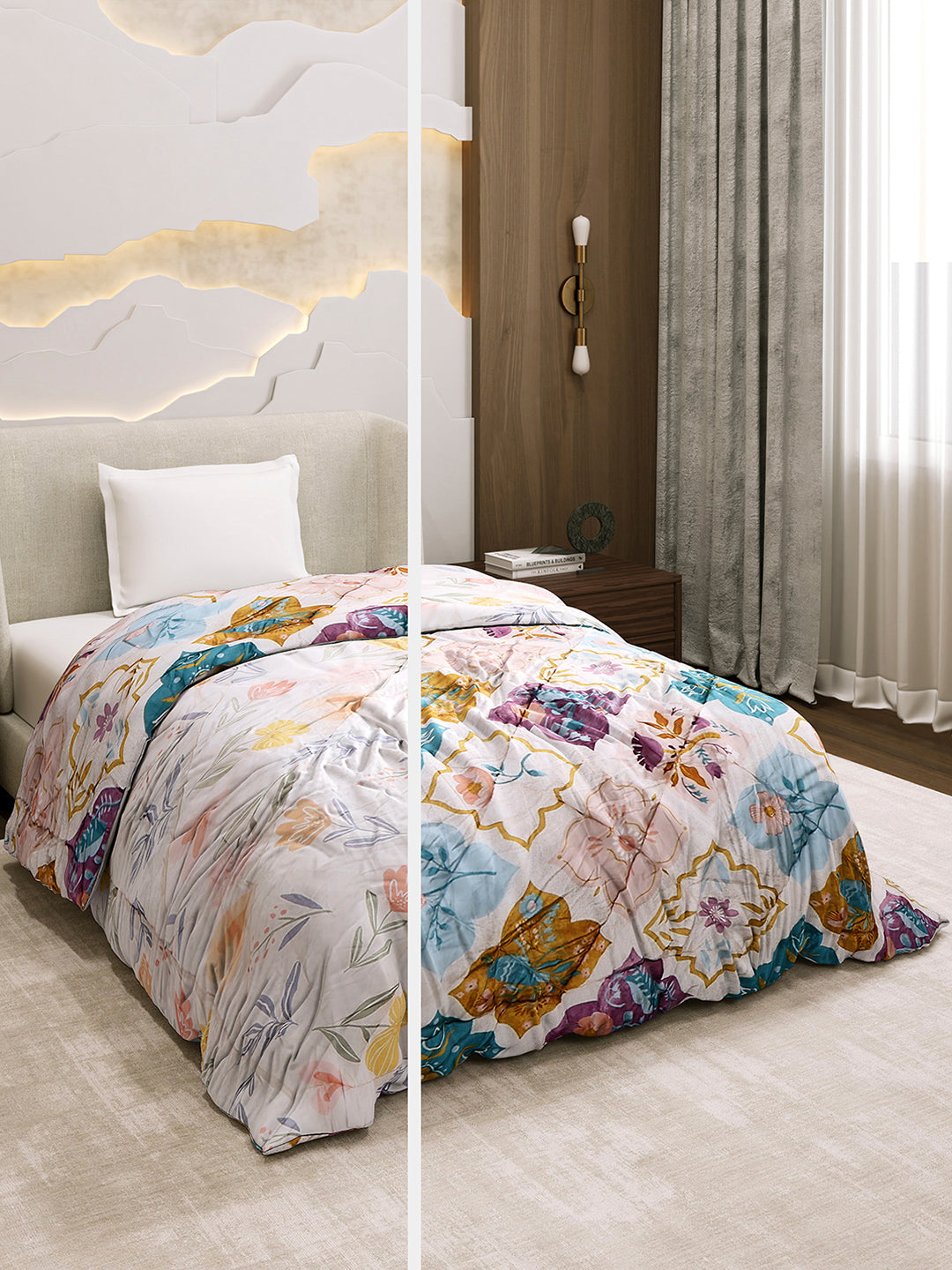 Printed Single Bed 3 Ply Comforter for AC Room - (Marvella)