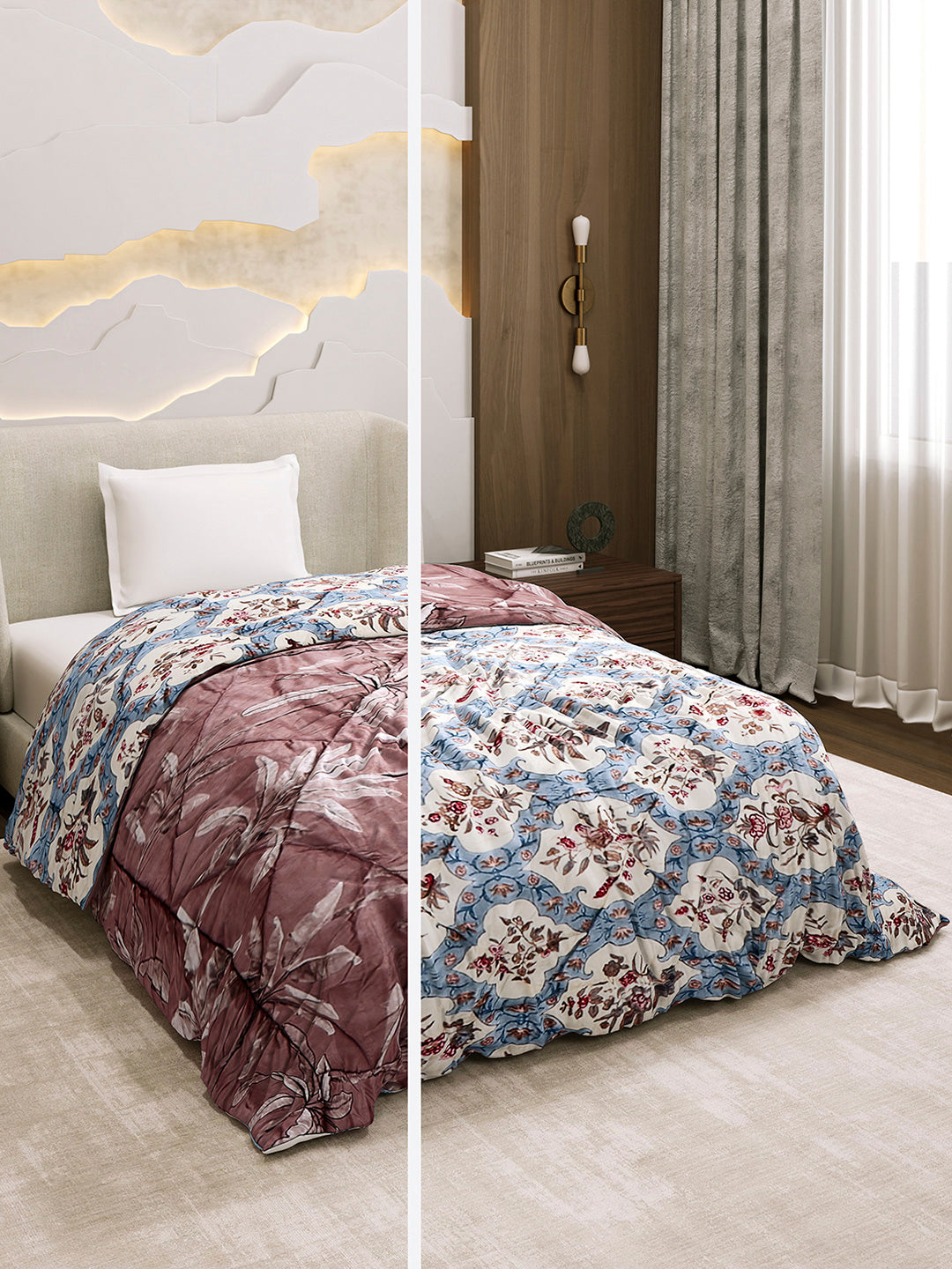 Printed Single Bed 3 Ply Comforter for AC Room - (Marvella)