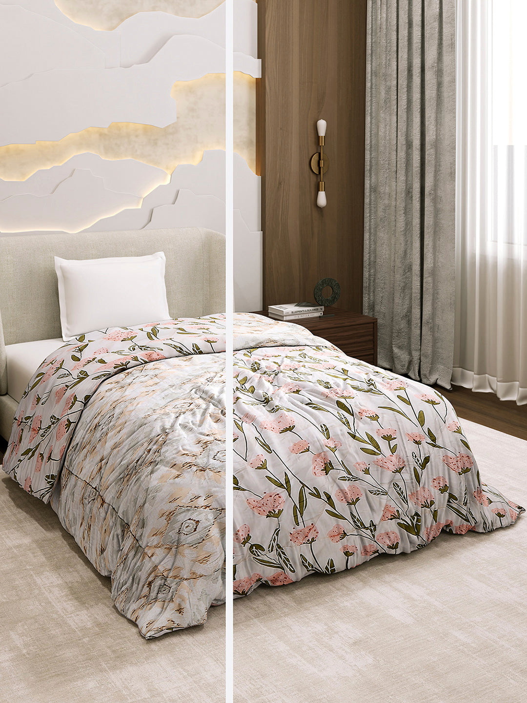 Printed Single Bed 3 Ply Comforter for AC Room - (Marvella)