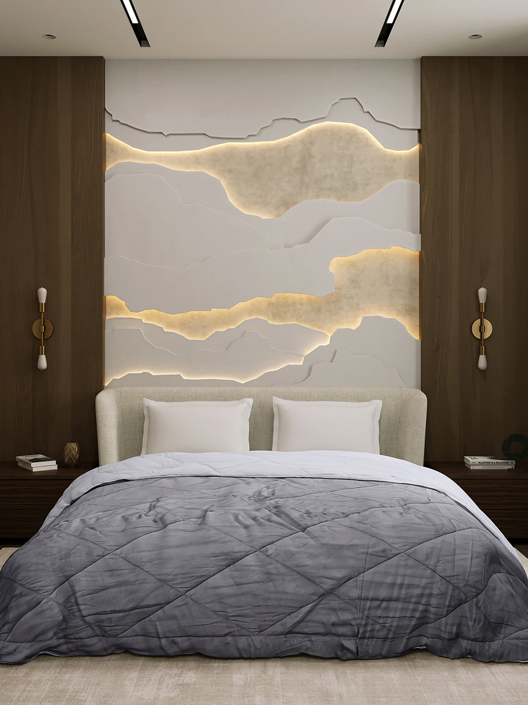 Solid Double Bed 3 Ply Comforter for AC Room - (Melange)