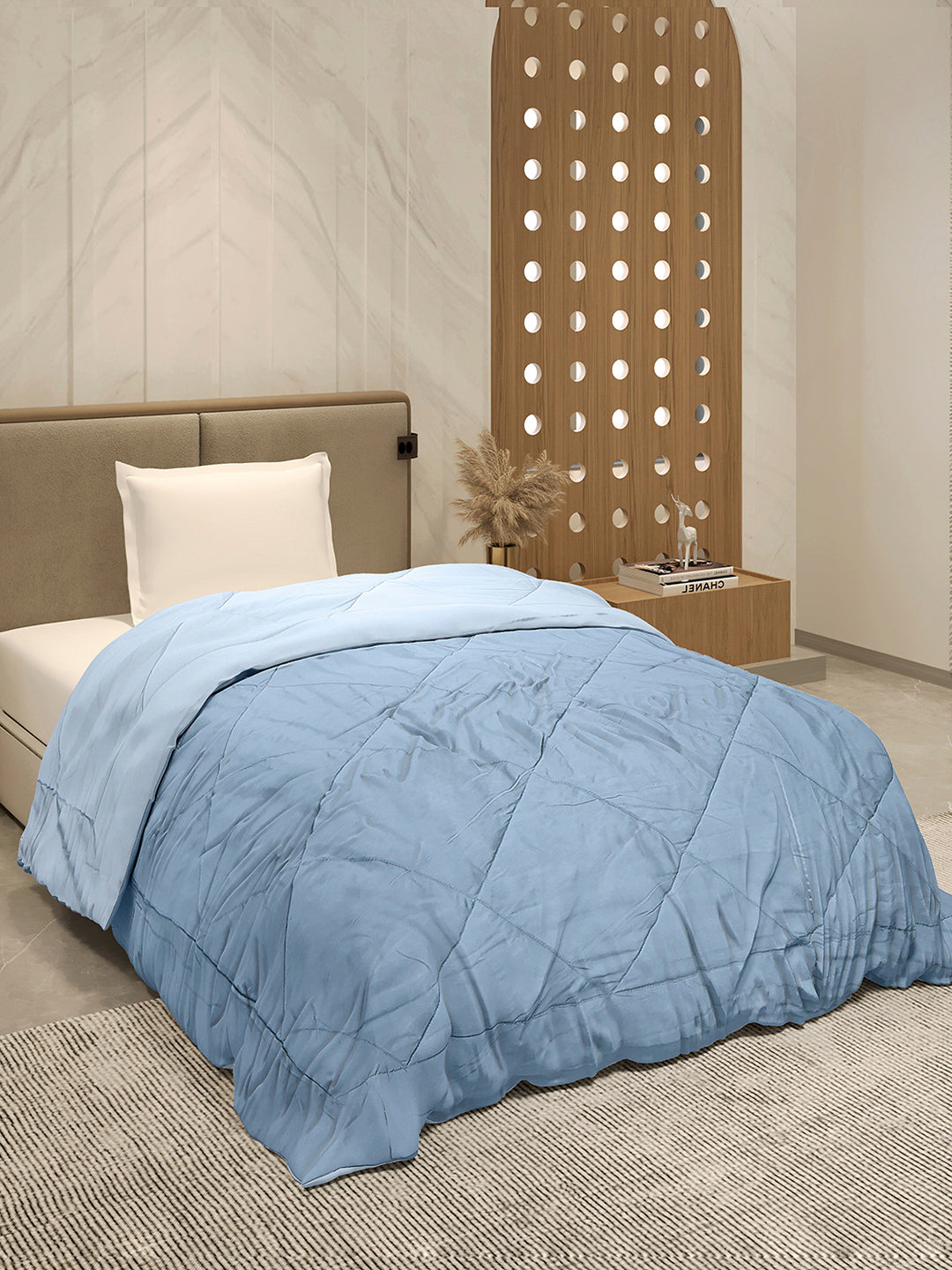 Solid Single Bed 3 Ply Comforter for AC Room - (Melange)