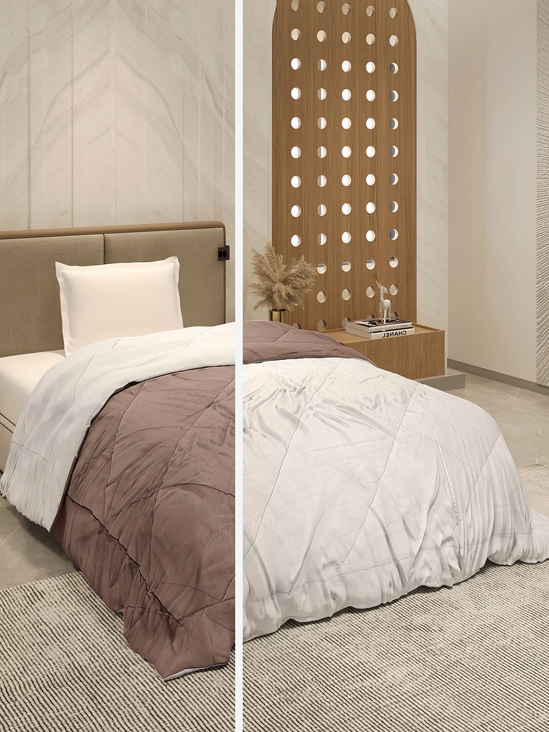 Solid Single Bed 3 Ply Comforter for AC Room - (Melange)