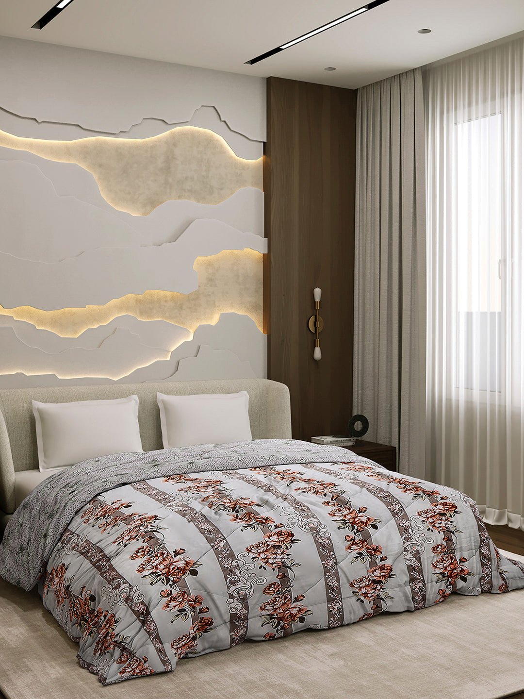 Printed Double Bed 3 Ply Comforter for AC Room - (Sanskriti)