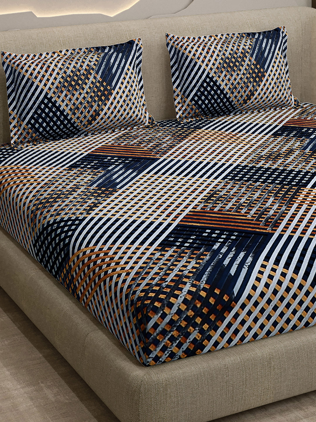 Printed Double Bed 130 GSM 4 Pc Bedding Set (1 Bedsheet, 1 AC Comforter & 2 Pillow Cover)