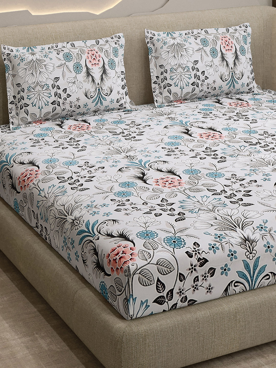 Printed Double Bed 130 GSM 4 Pc Bedding Set (1 Bedsheet, 1 AC Comforter & 2 Pillow Cover)