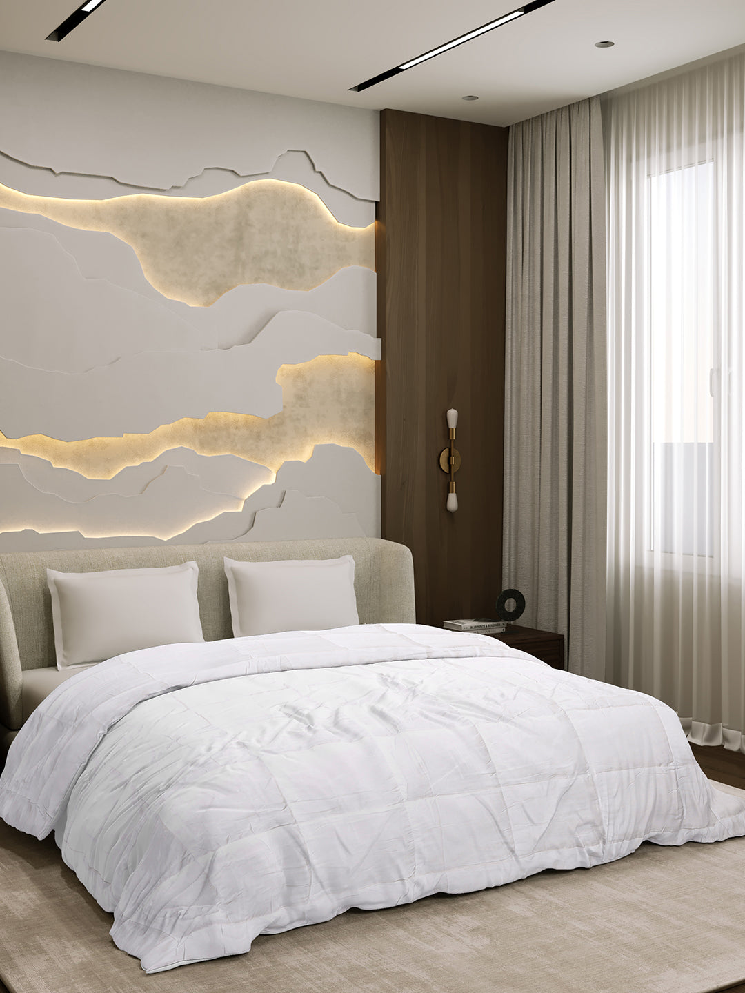 Solid Double Bed 233 GSM Comforter for AC Room (Soybean)