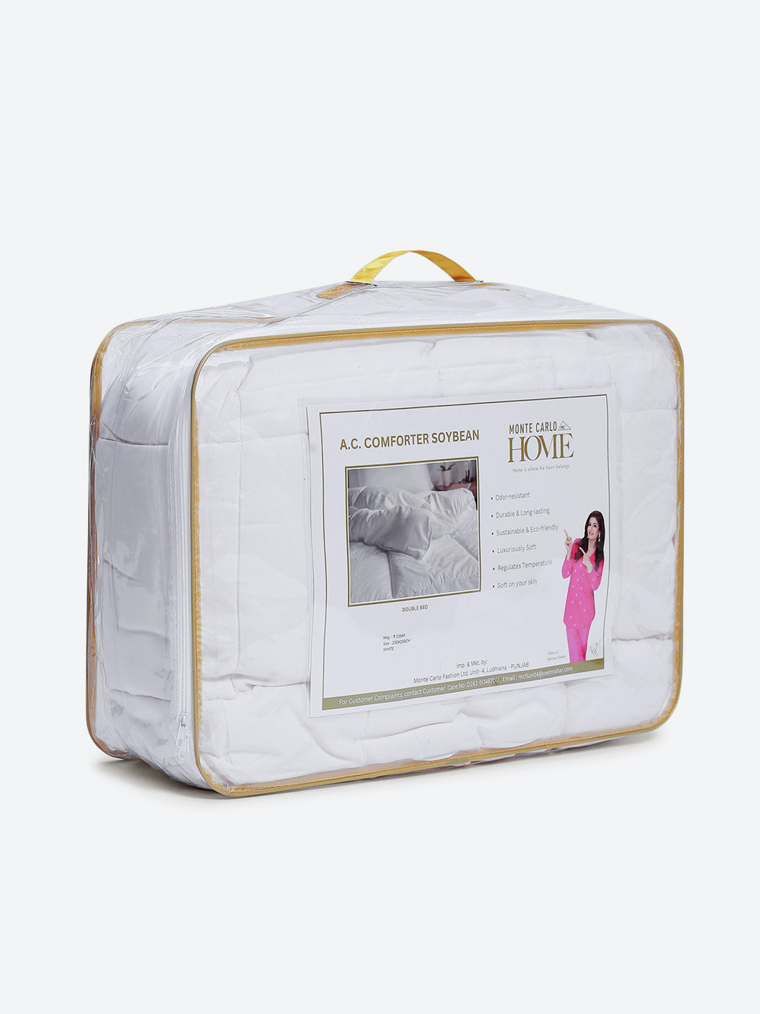 Solid Double Bed 233 GSM Comforter for AC Room (Soybean)