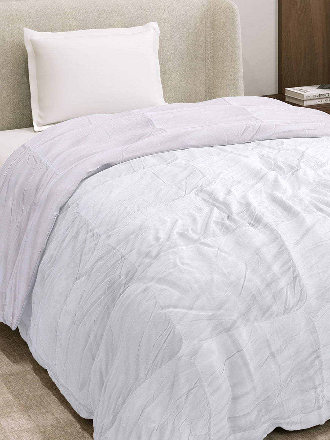 Solid Single Bed 233 GSM Comforter for AC Room (Soybean)