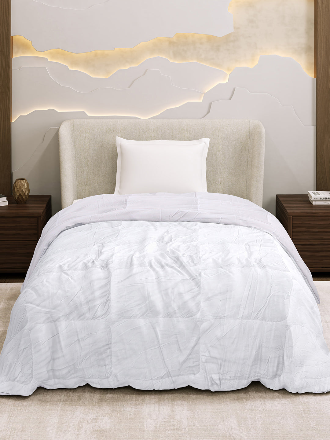 Solid Single Bed 233 GSM Comforter for AC Room (Soybean)