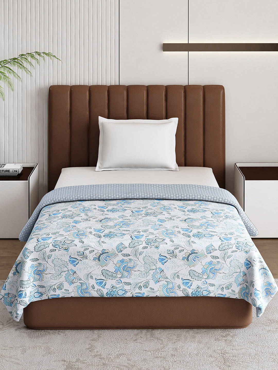 Floral Print Single Bed 150 GSM Dohar for Mild Winter - (Daisy)