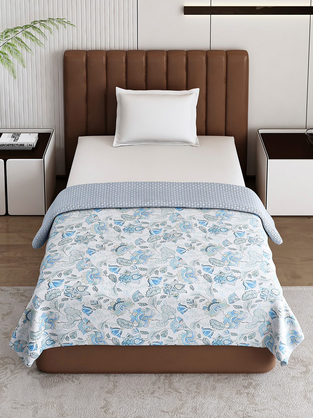 Floral Print Single Bed 150 GSM Dohar for Mild Winter - (Daisy)