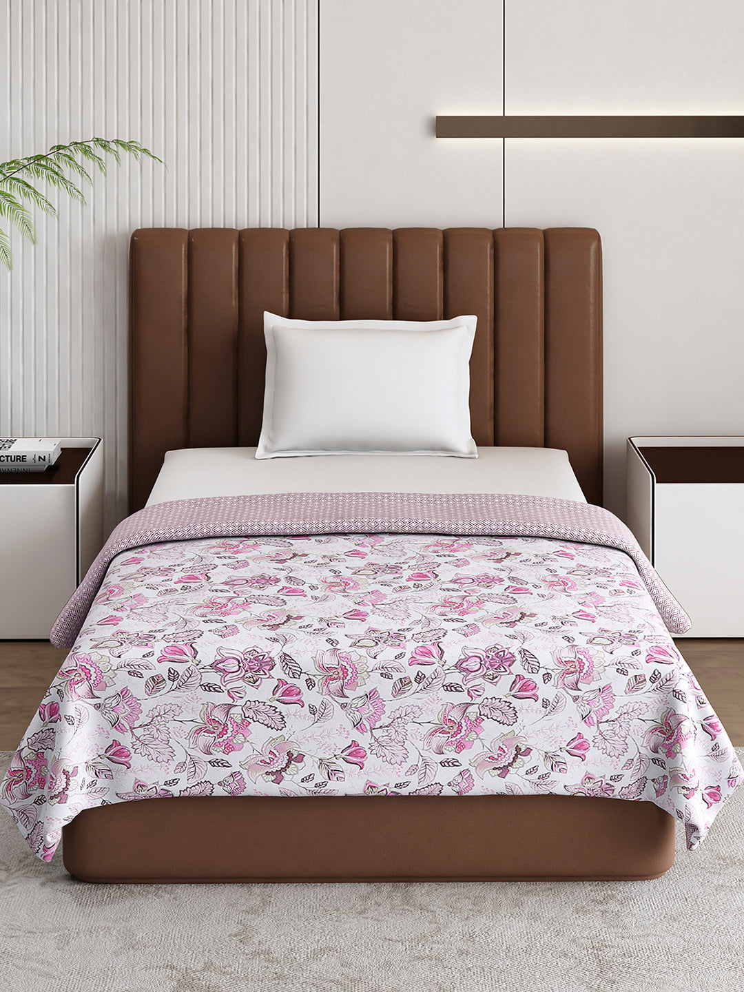 Floral Print Single Bed 150 GSM Dohar for Mild Winter - (Daisy)