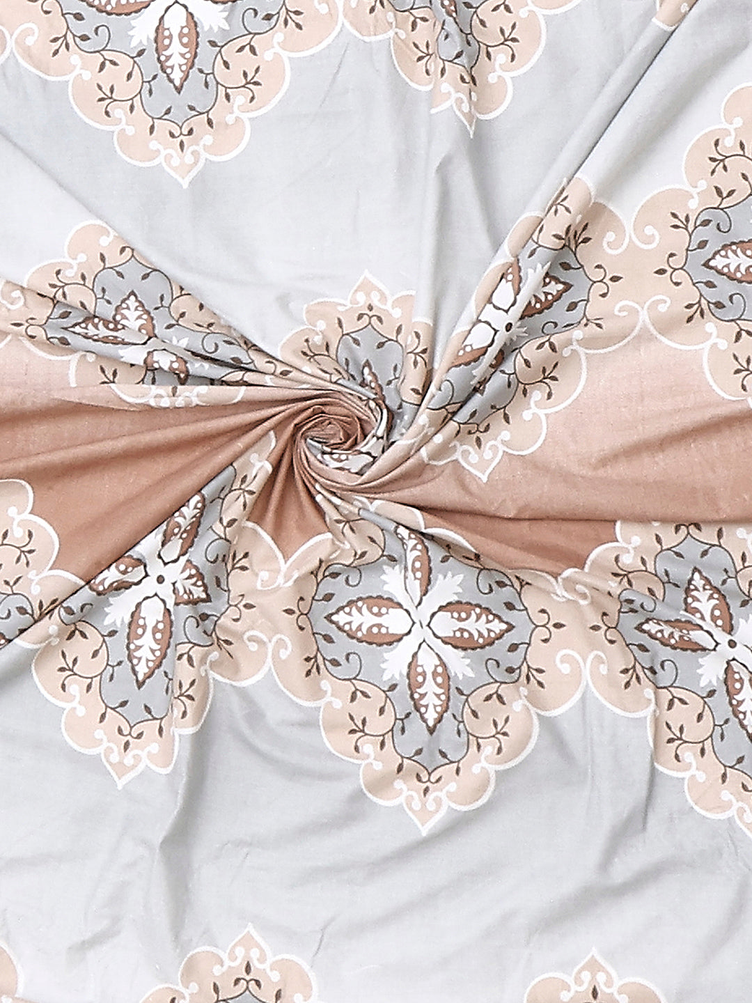 144 TC Cotton Double Bed 1 Fitted Bedsheet with 2 Pillow Cover (Solstice)