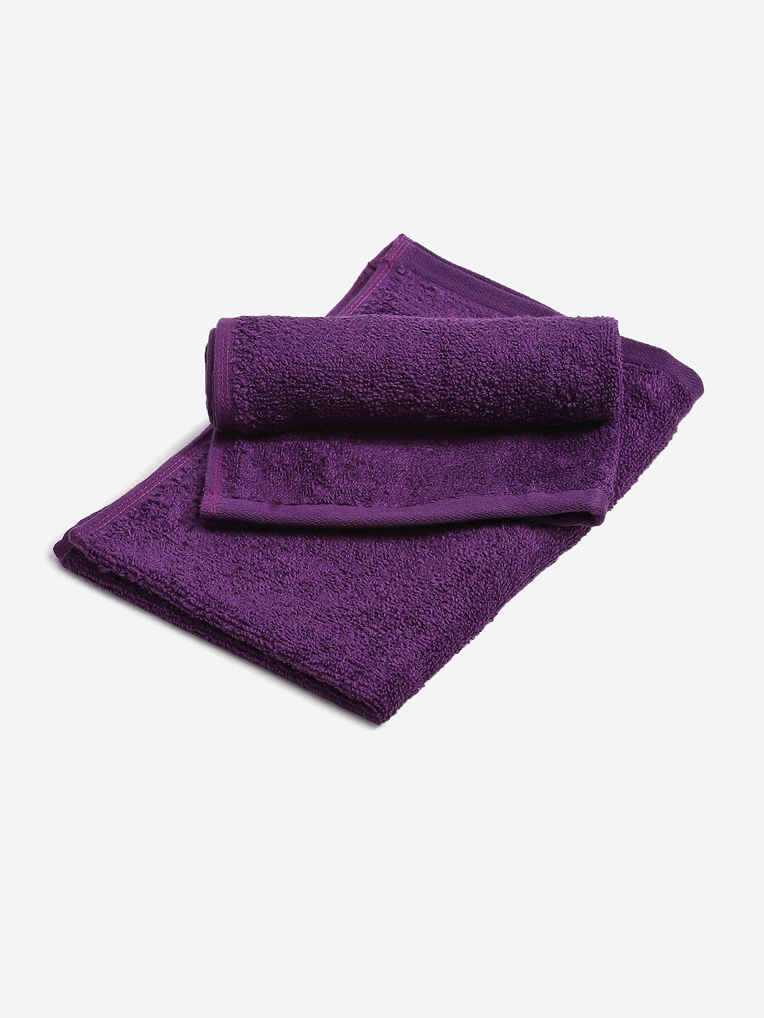 Purple Cotton Solid 350 GSM Hand Towel (Pack of 2)