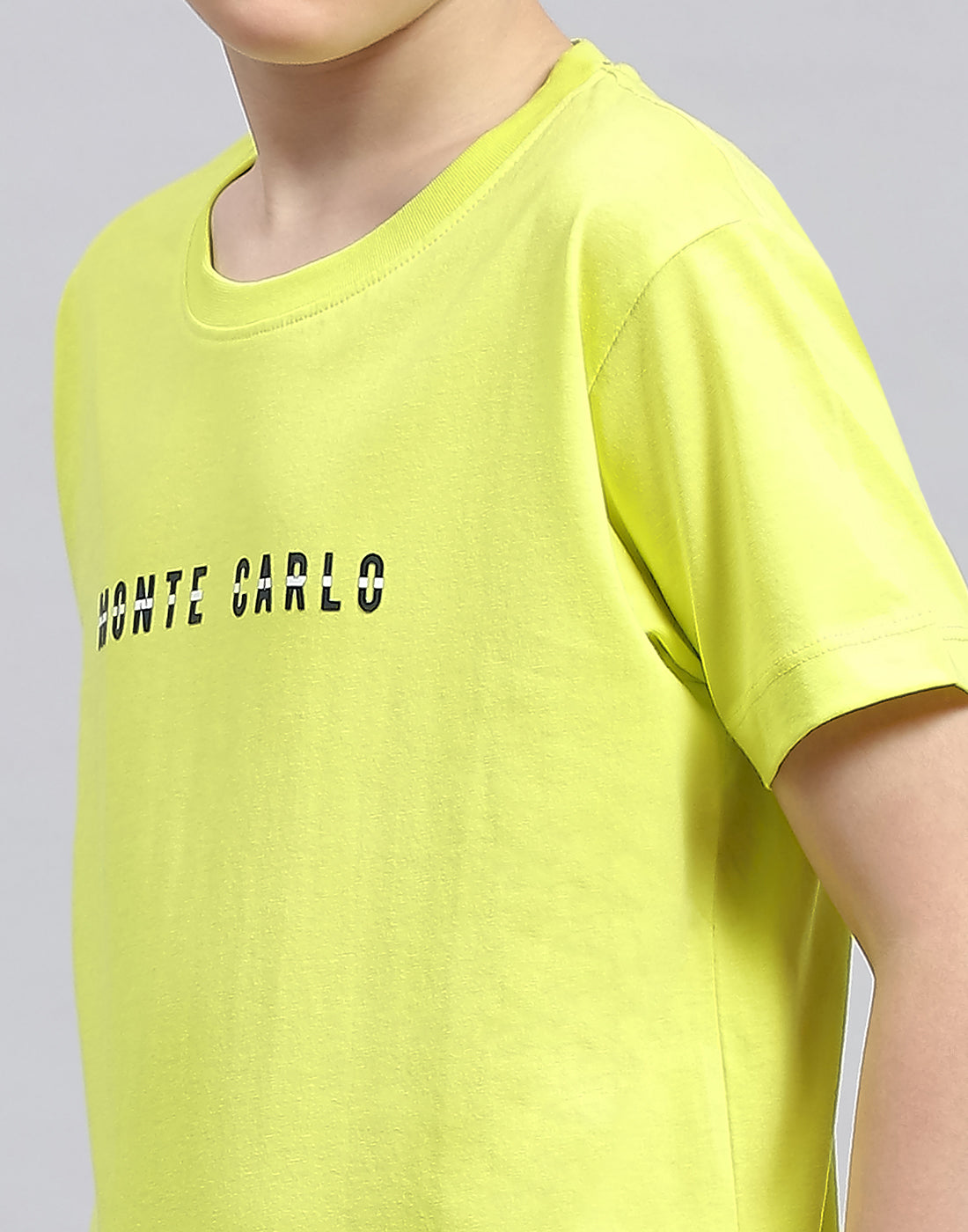 Boys Yellow Printed Round Neck Half Sleeve T-Shirt