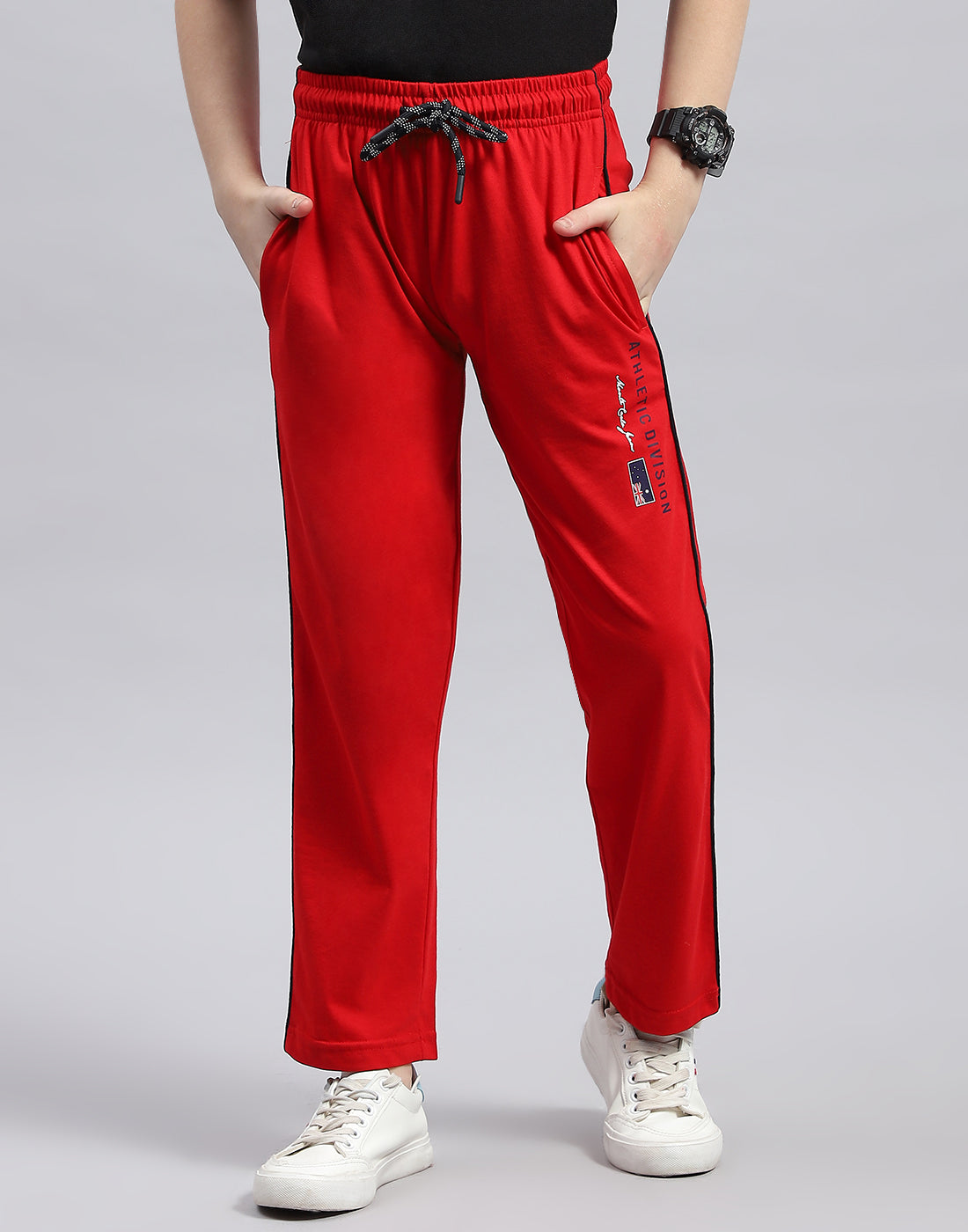 Boys Red Printed Regular Fit Lower