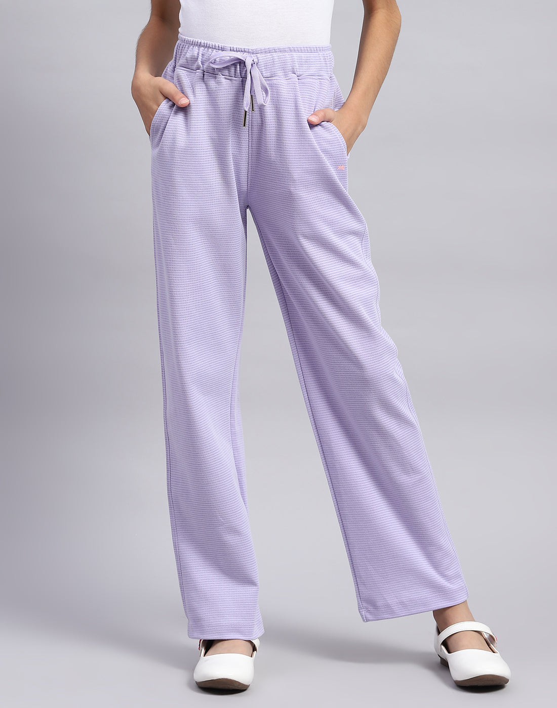 Girls Purple Printed Round Neck Half Sleeve Cords Set