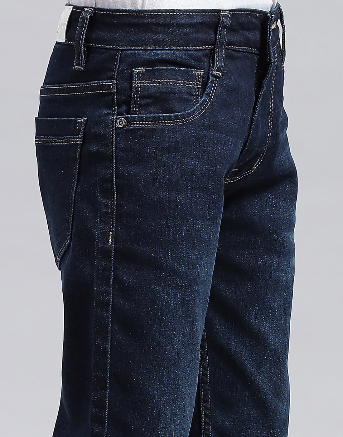 Boys Blue Solid Regular Fit Denim