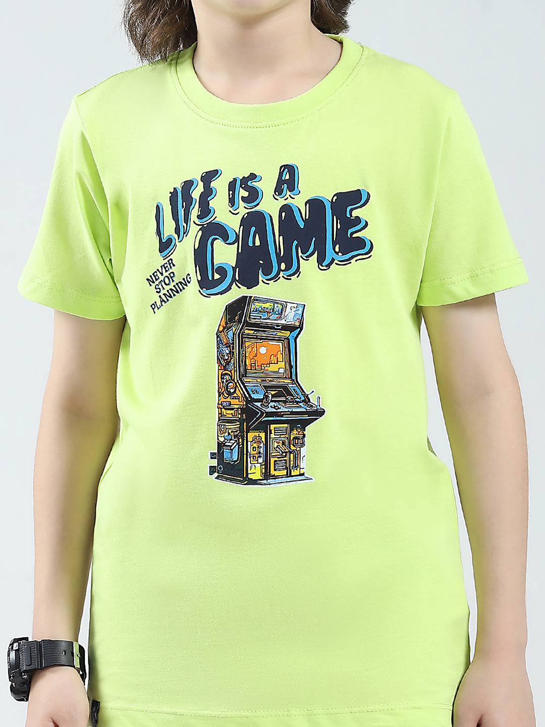 Boys Navy Blue & Green Printed Round Neck Half Sleeve T-Shirt (Pack of 2)