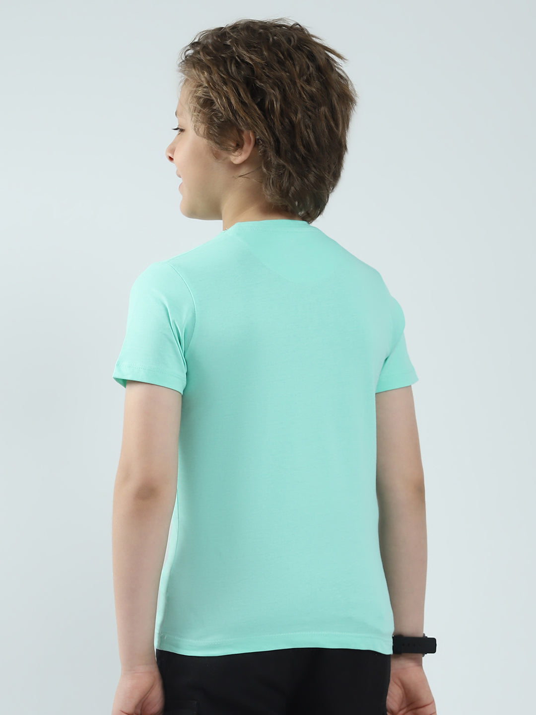 Boys Green & Peach Printed Round Neck Half Sleeve T-Shirt (Pack of 2)