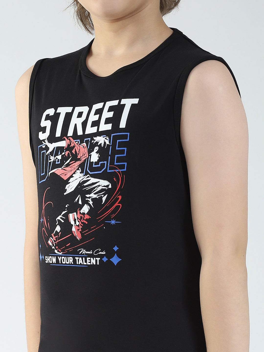 Boys Yellow & Black Printed Round Neck Sleeveless T-Shirt (Pack of 2)