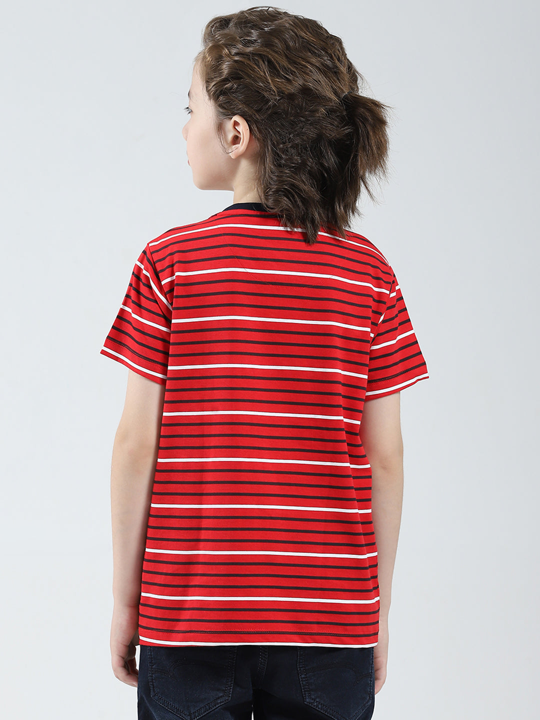 Boys Red, White & Blue Printed Round Neck Half Sleeve T-Shirt (Pack of 3)