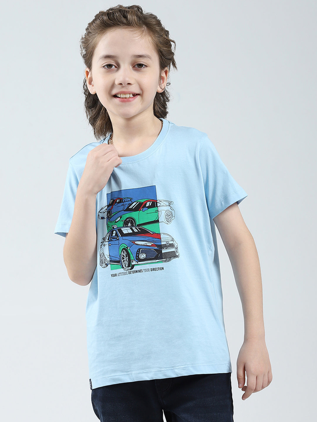 Boys Red, White & Blue Printed Round Neck Half Sleeve T-Shirt (Pack of 3)