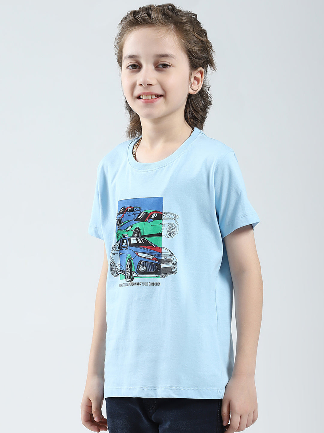 Boys Red, White & Blue Printed Round Neck Half Sleeve T-Shirt (Pack of 3)