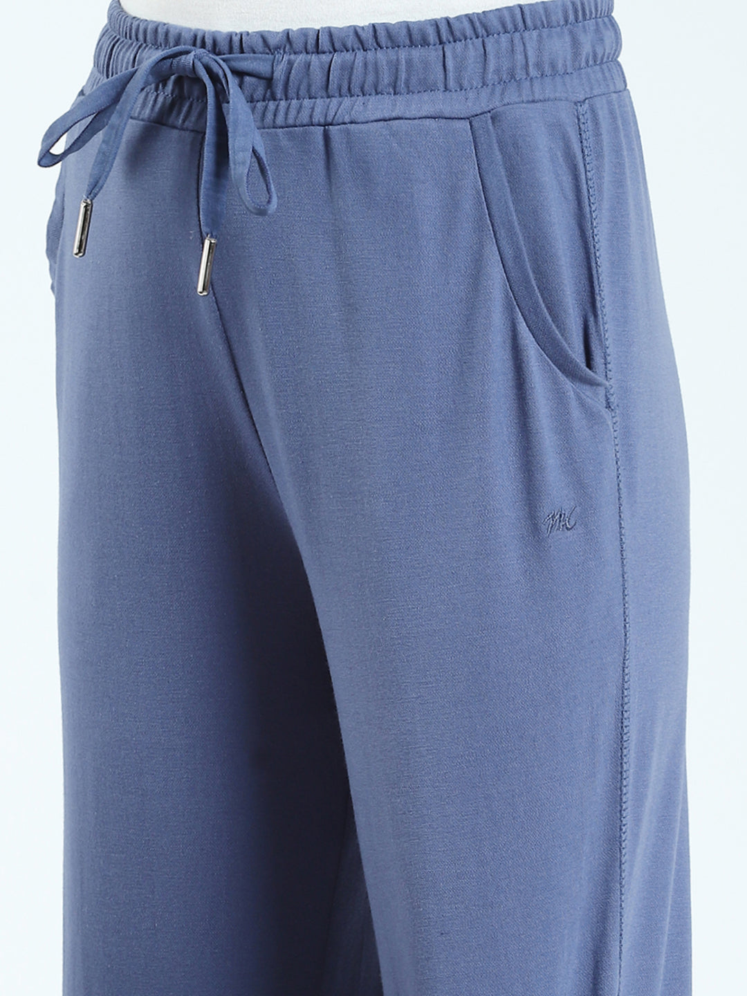 Girls Blue Solid Regular Fit Lower