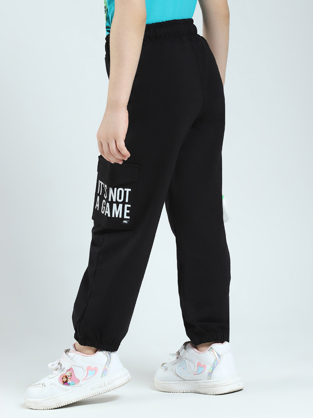 Girls Black Solid Regular Fit Lower