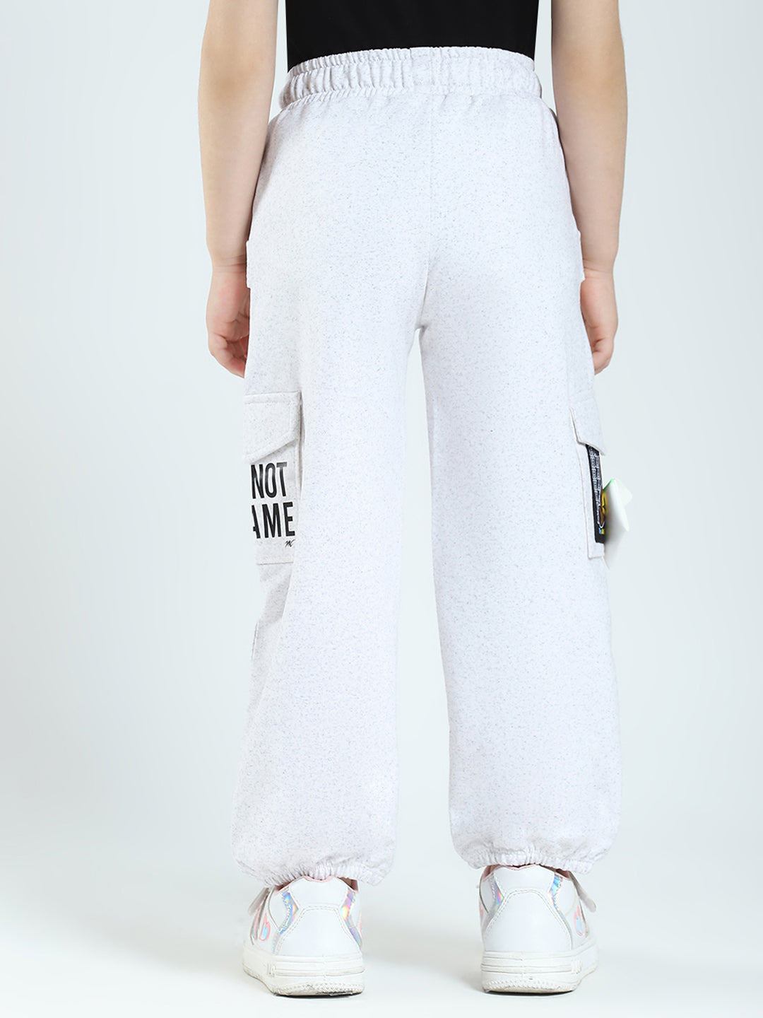 Girls White Solid Regular Fit Lower