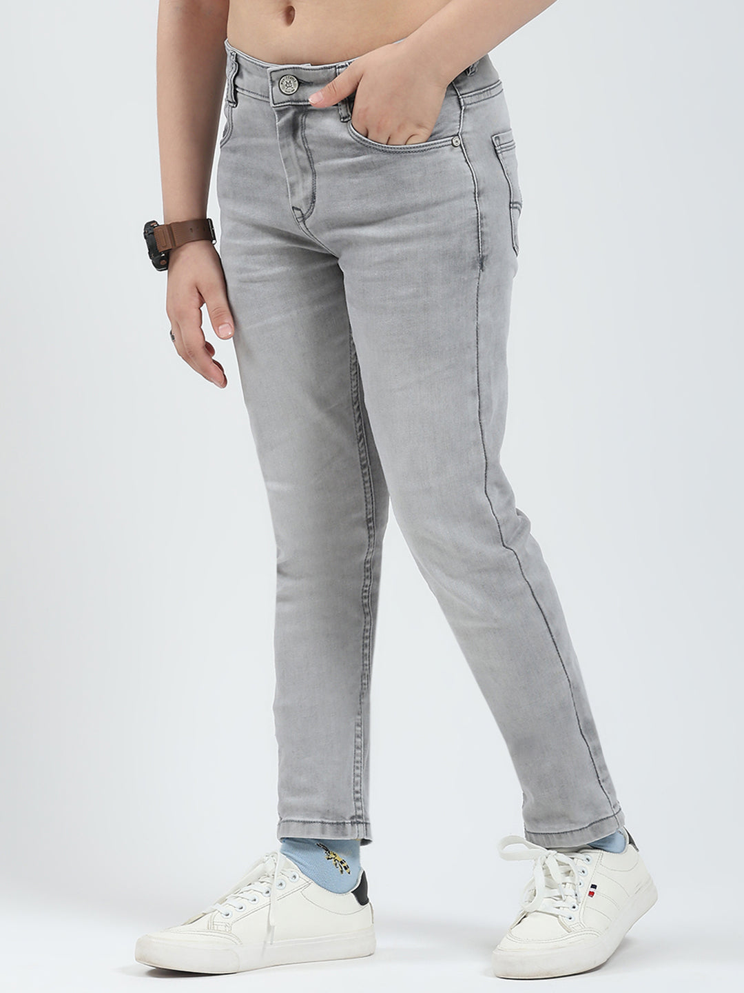 Boys Maroon Printed Round Neck Half Sleeve T-Shirt