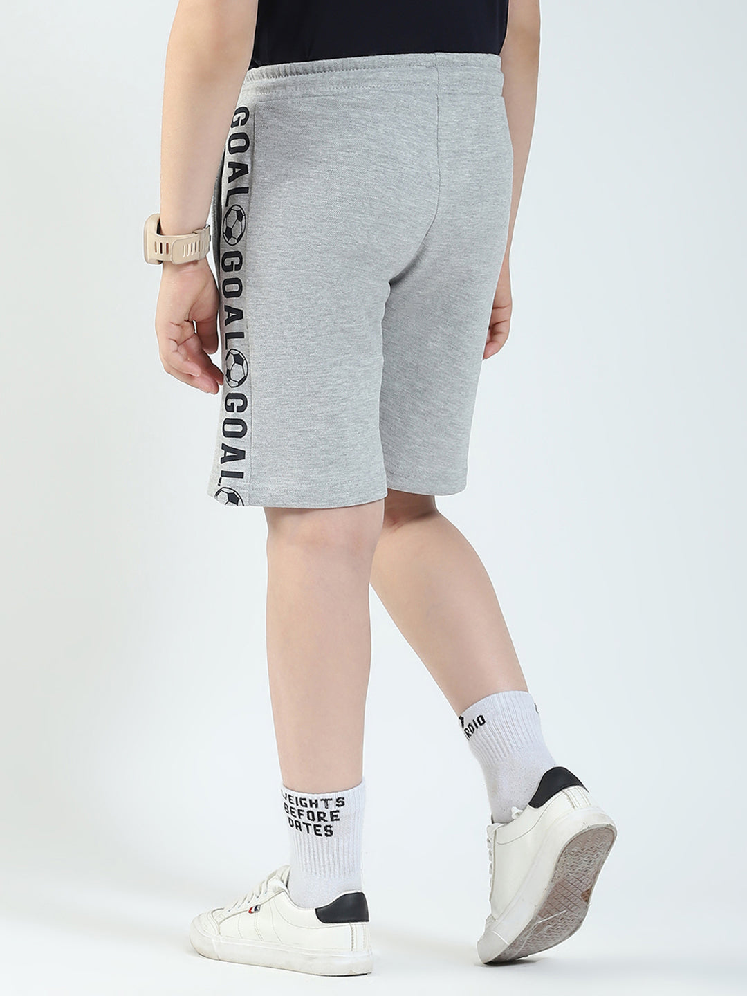 Boys Grey Printed Regular Fit Bermuda