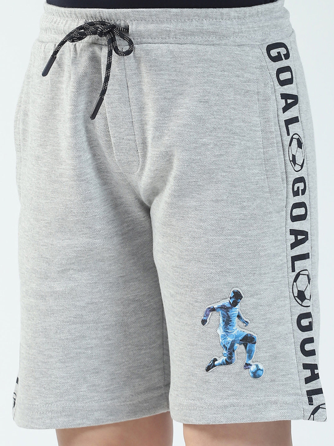 Boys Grey Printed Regular Fit Bermuda