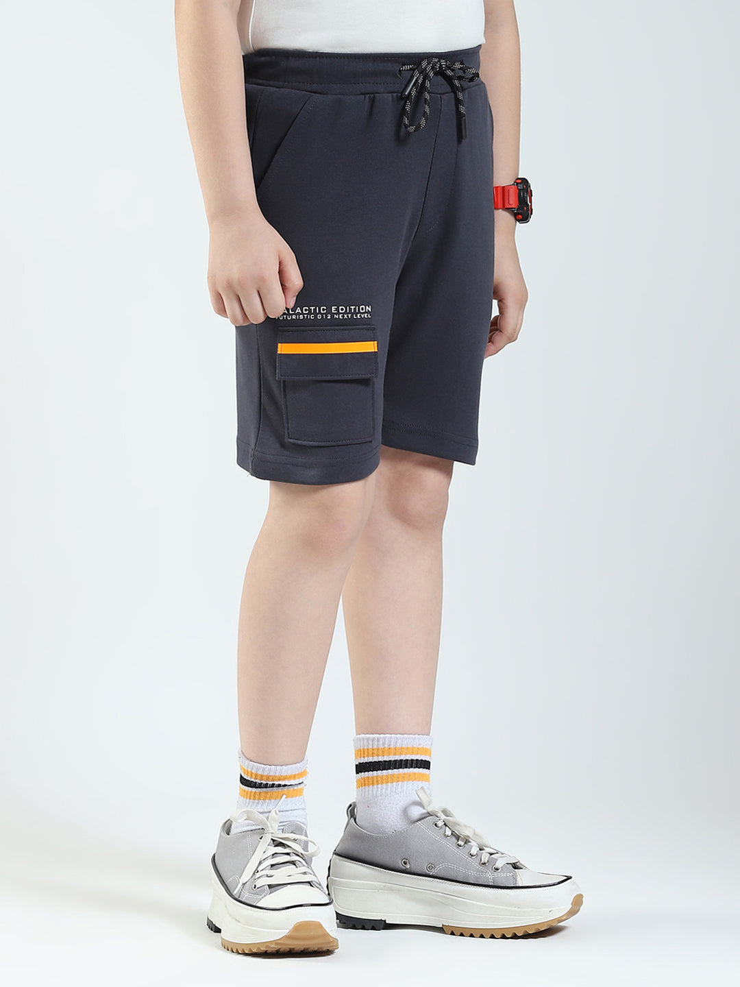 Boys Grey Printed Regular Fit Bermuda