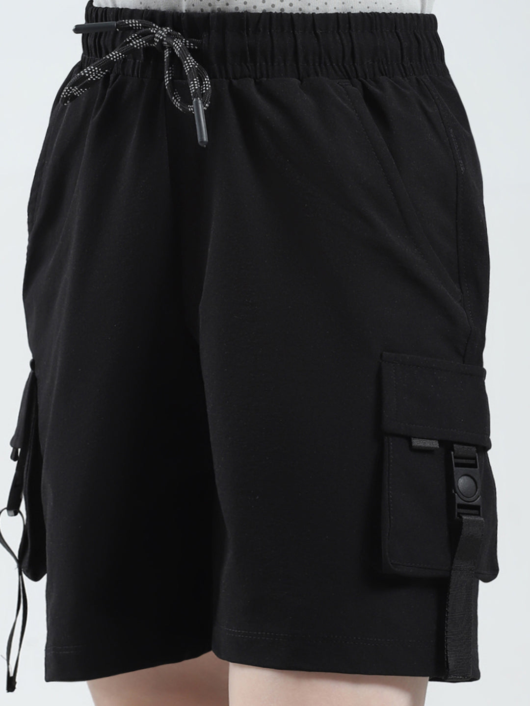 Boys Black Solid Regular Fit Bermuda