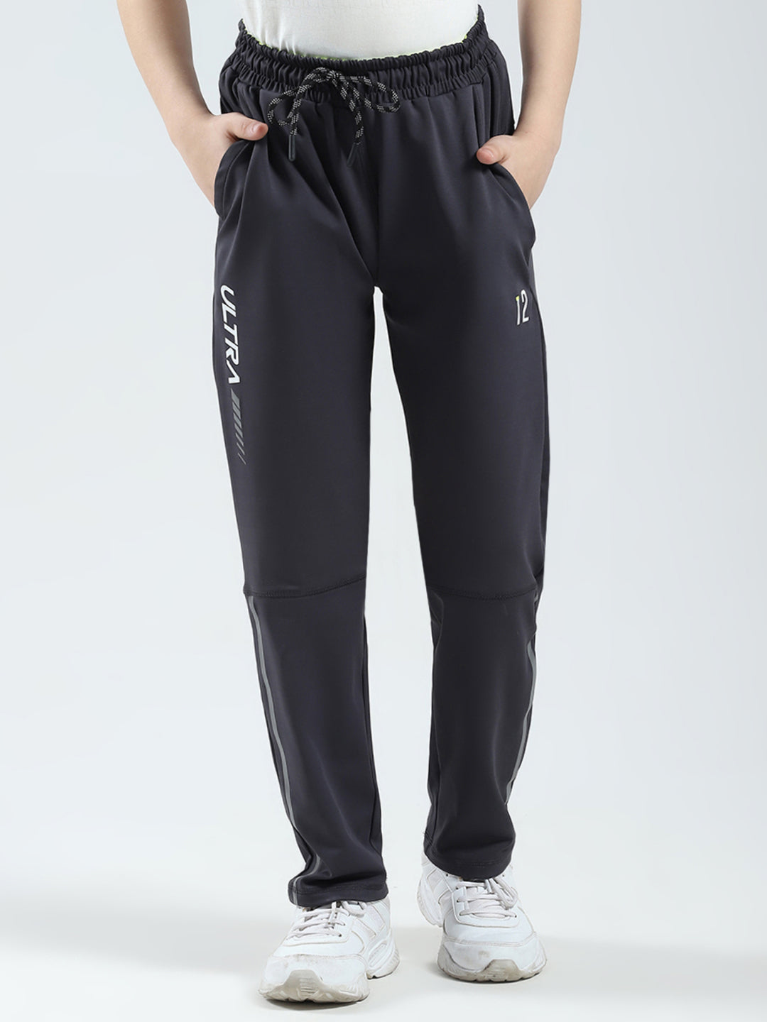 Boys Charcoal Printed Regular Fit Lower