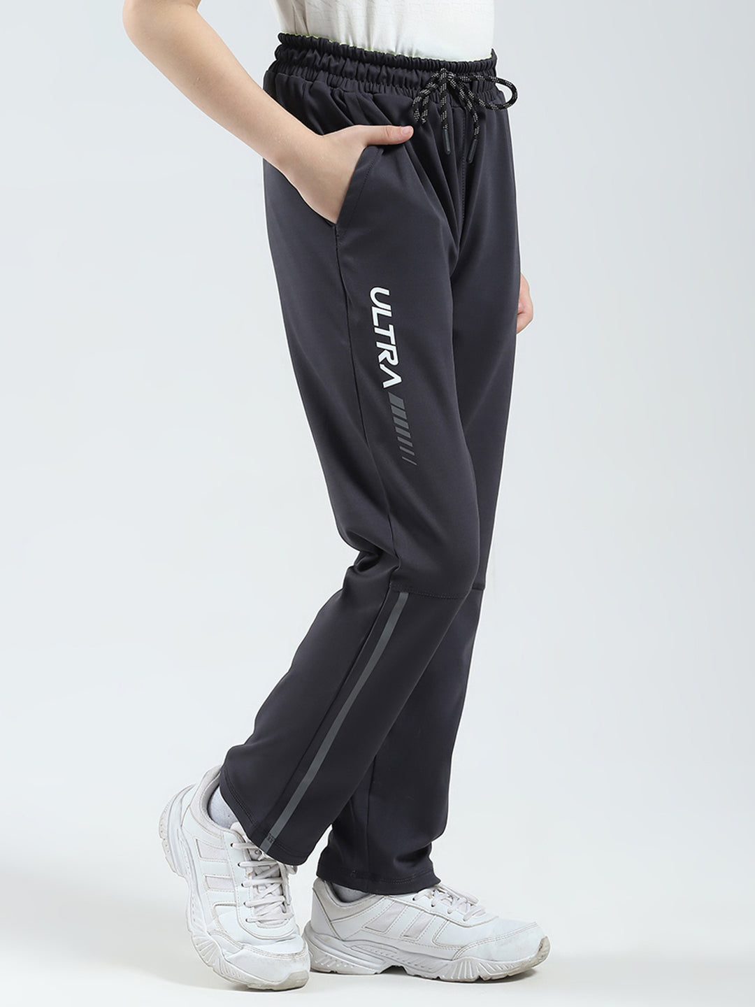 Boys Charcoal Printed Regular Fit Lower