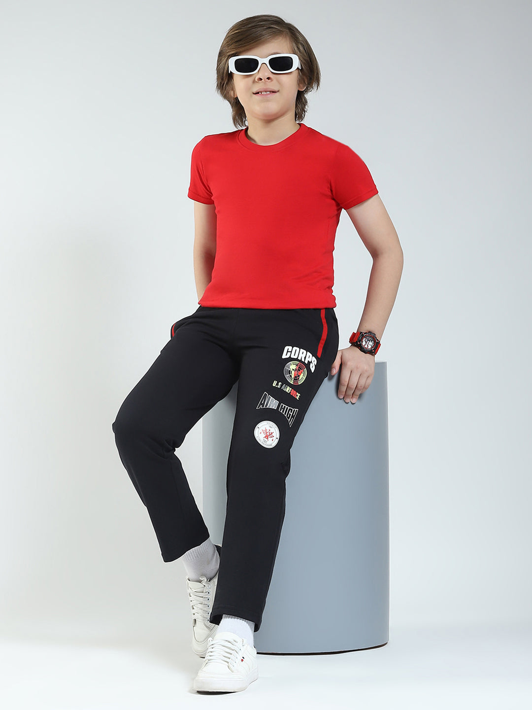 Boys Black Solid Regular Fit Lower