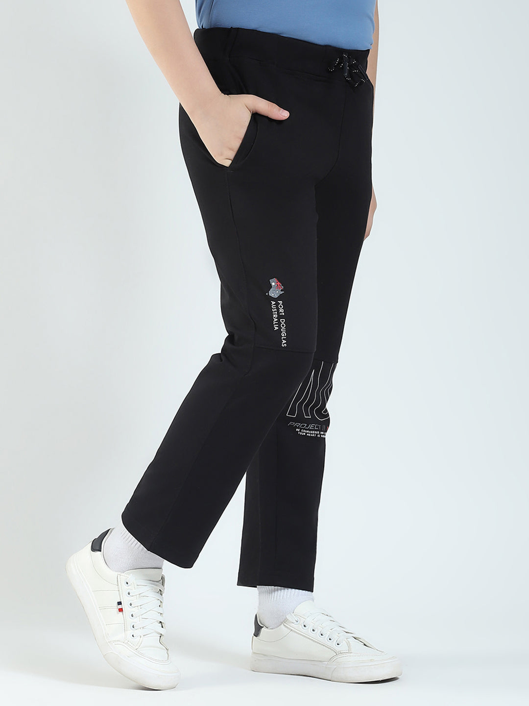 Boys Black Solid Regular Fit Lower