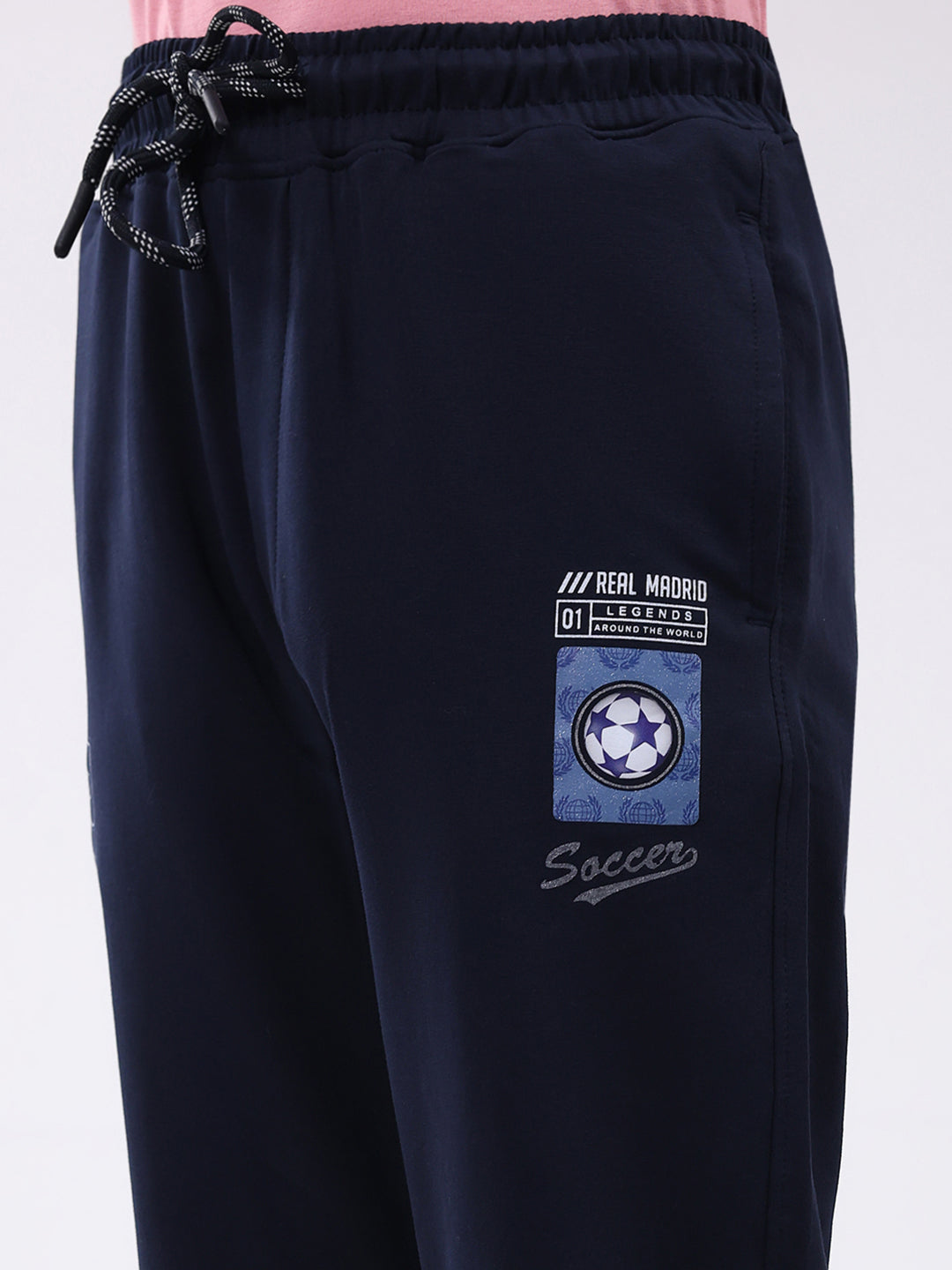 Boys Navy Blue Printed Regular Fit Lower