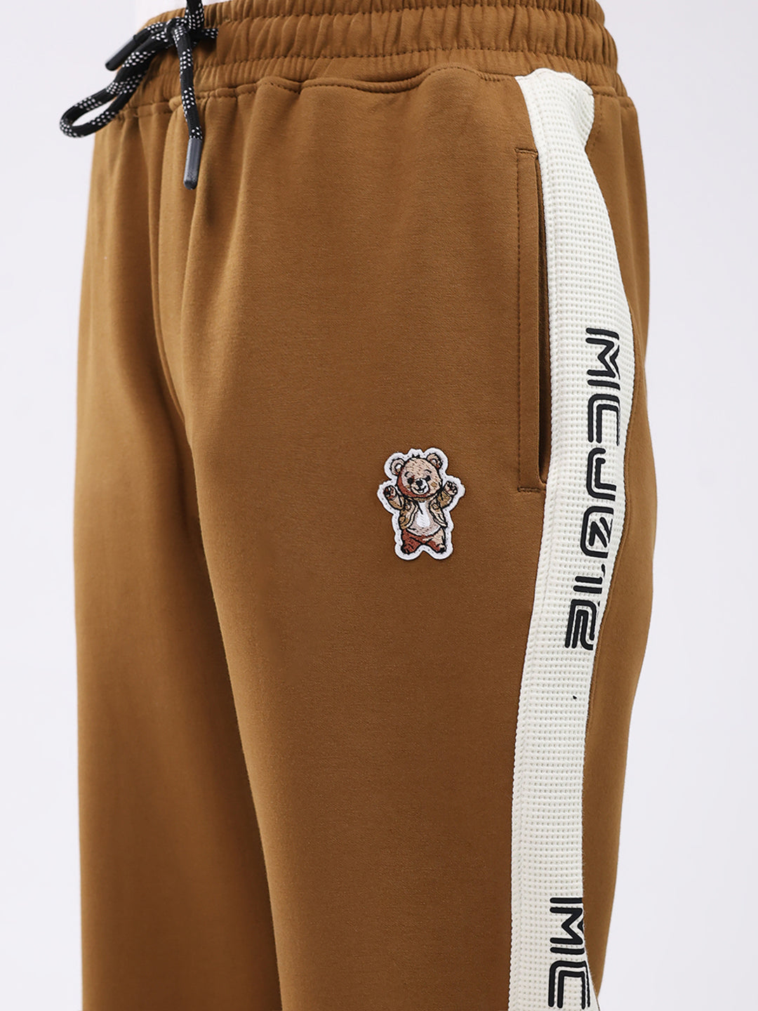 Boys Camel Brown Printed Regular Fit Lower