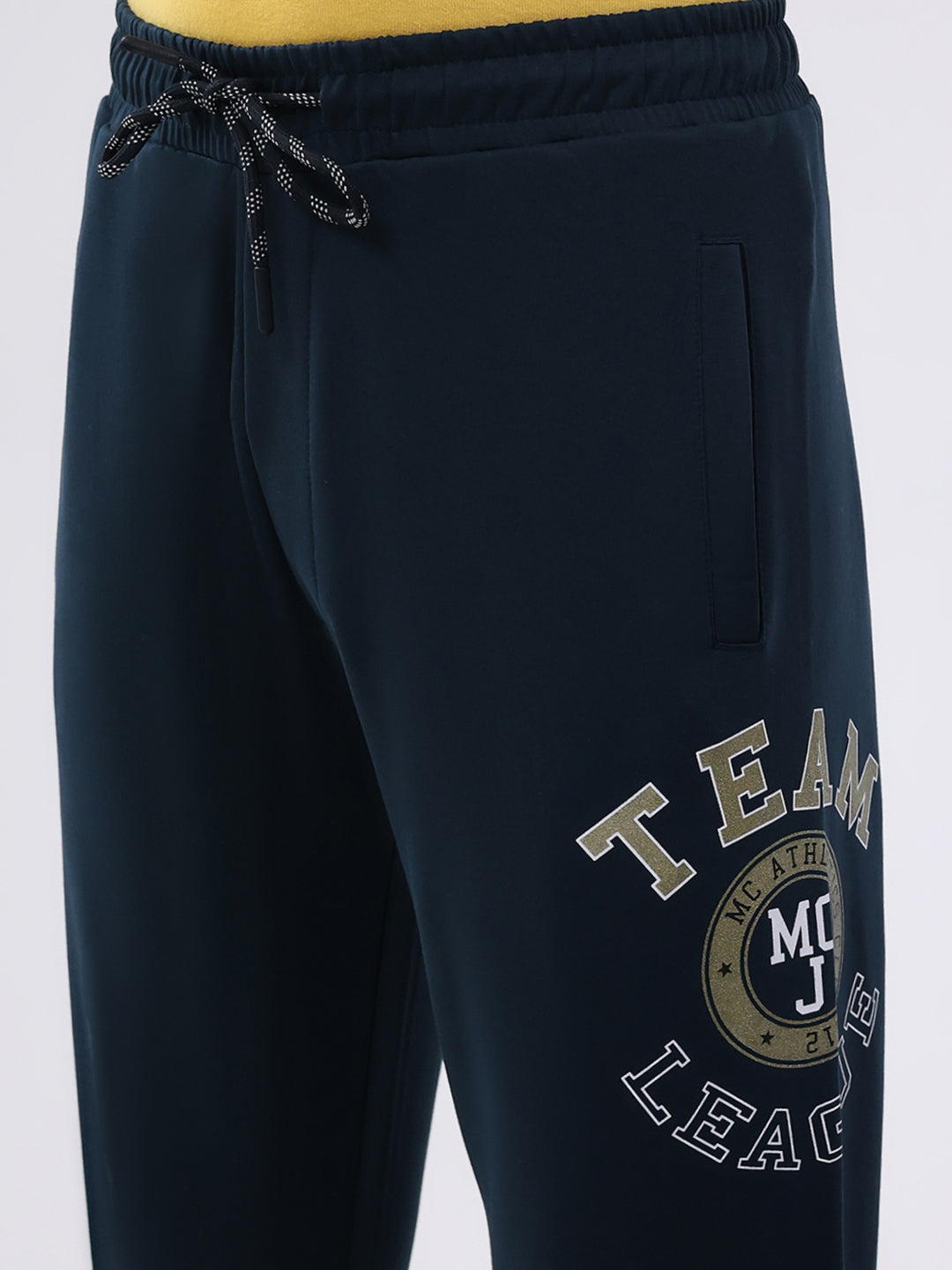 Boys Teal Blue Printed Round Neck Full Sleeve Cords Set