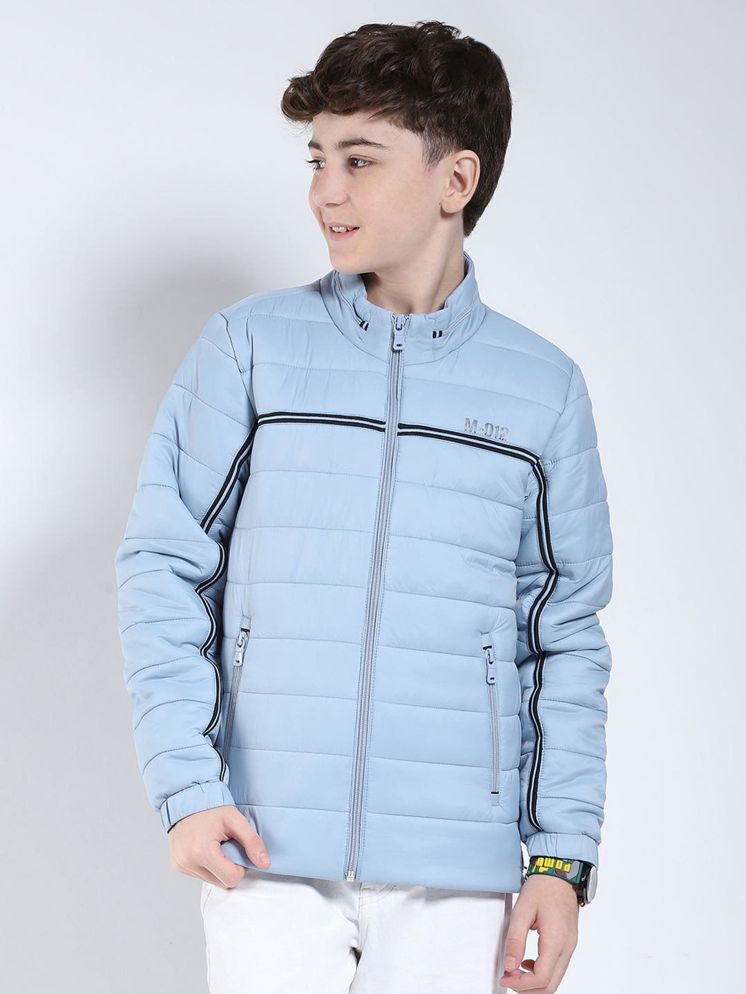 Boys Sky Blue Printed Collar Full Sleeve Boys Jacket