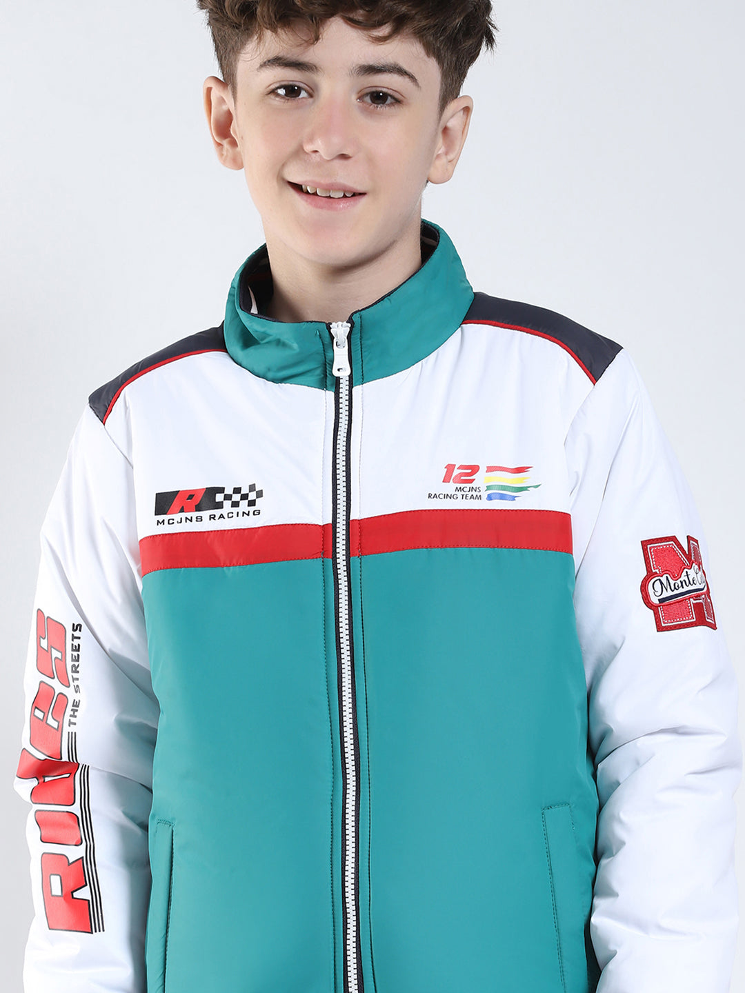 Boys Green Printed Collar Full Sleeve Boys Jacket