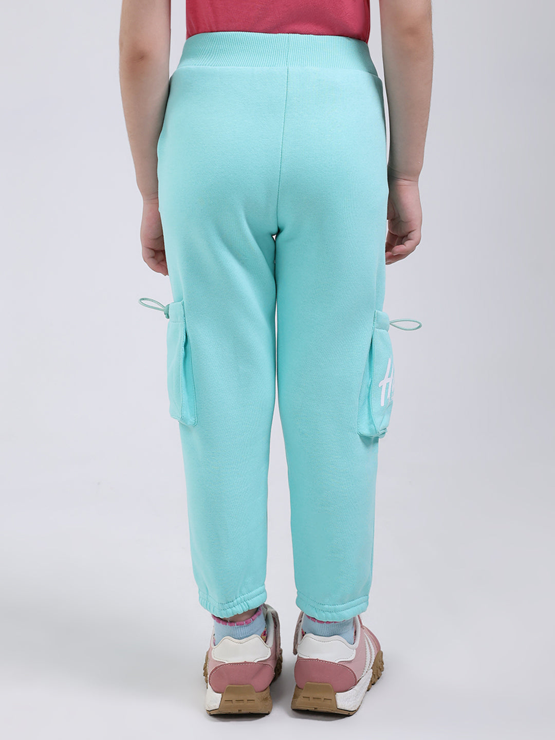 Girls Sea Green Printed Regular Fit Lower