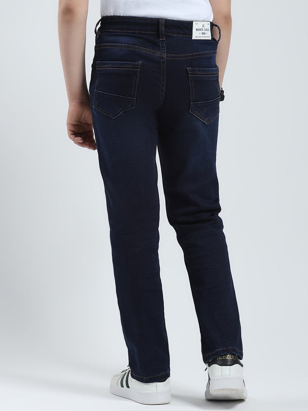 Boys Blue Solid Slim Fit Denim